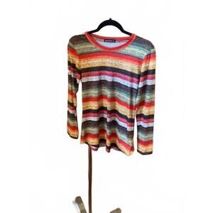 NEW DAVID CLINE women's crew neck top in bright multi